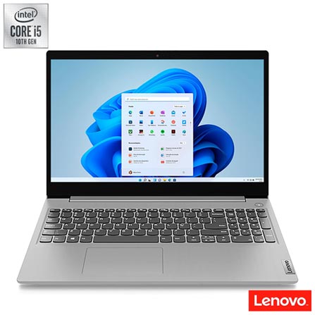 Notebook Lenovo®, Intel® Core™ i5-10210U, 8GB, 256GB SSD, Tela de 15,6", Prata, IdeaPad 3i - 82BS000GBR