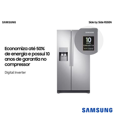 Menor preço em Refrigerador Side By Side Samsung de 02 Portas Frost Free com 501 Litros Painel Eletrônico Inox - RS50N3413S8/AZ